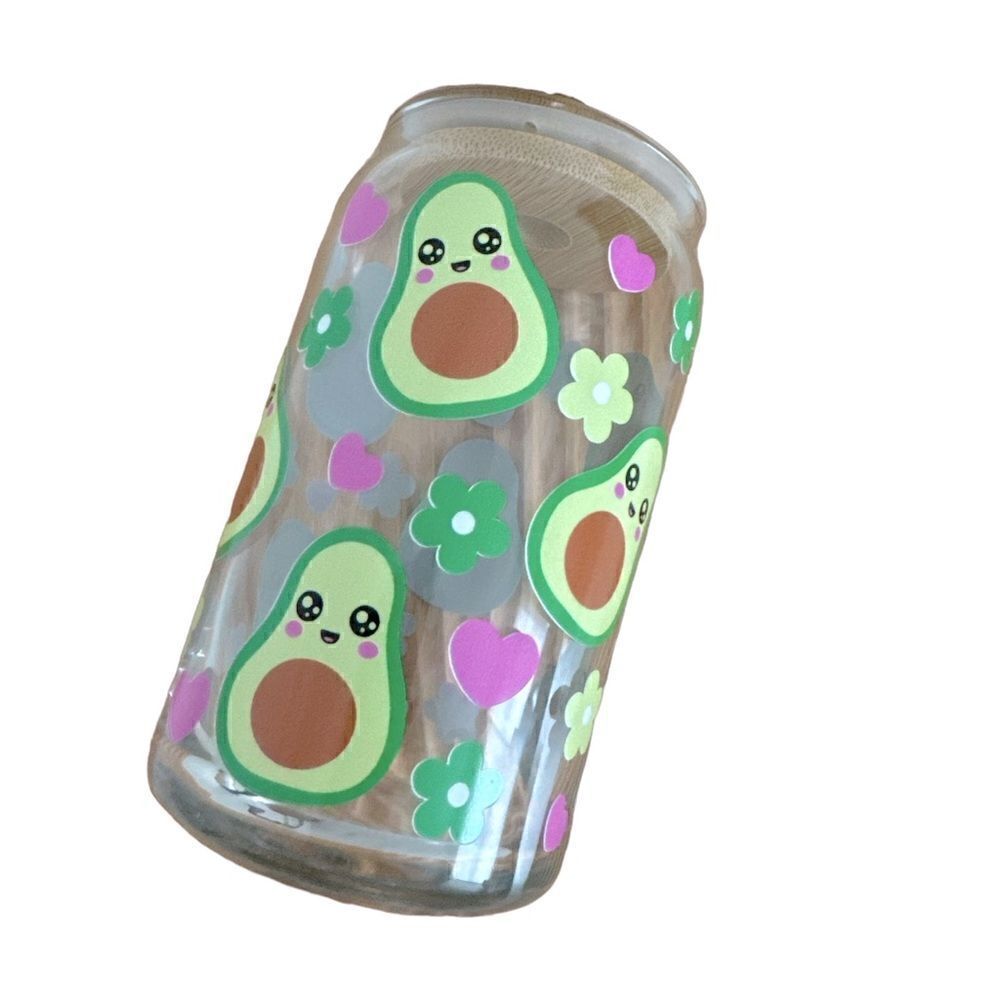 Cute avocados Beer can Glass NWT‎
